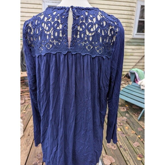 Women's Philosophy Lace Yoke LS Rayon Blend Smock Style Top Sz Lg - Picture 2 of 6
